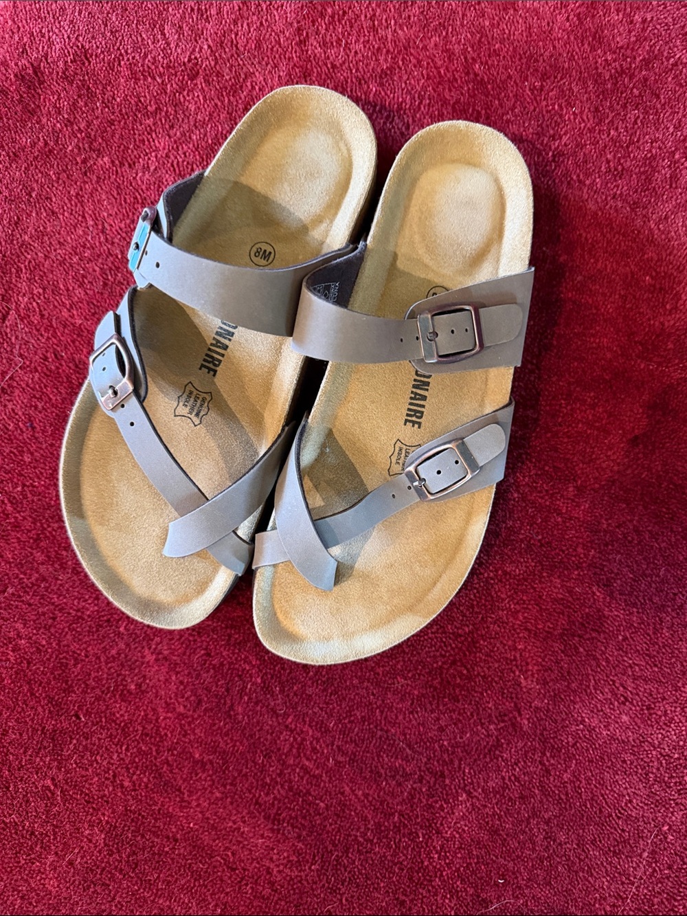 Cushionaire Birkenstock Type Women's Taupe Double-Buckle Comfort Sandals